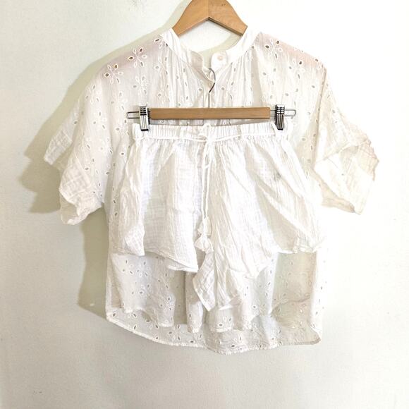 By Anthropologie White Eyelet 2-Piece Set – Top & Shorts – Size XXS - Picture 2 of 13